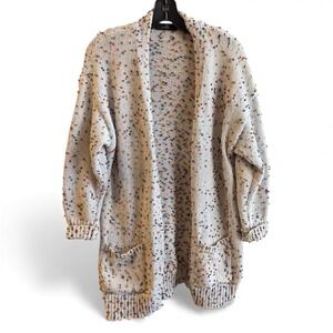 Vivette Women's Speckled Confetti Knit Long Cardigan Sweater XL Acrylic